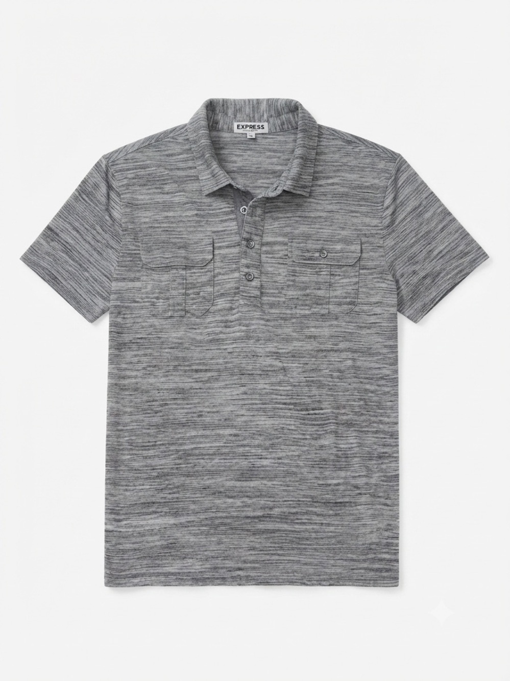 Express Men's Gray Space-Dye Short-Sleeve Polo.